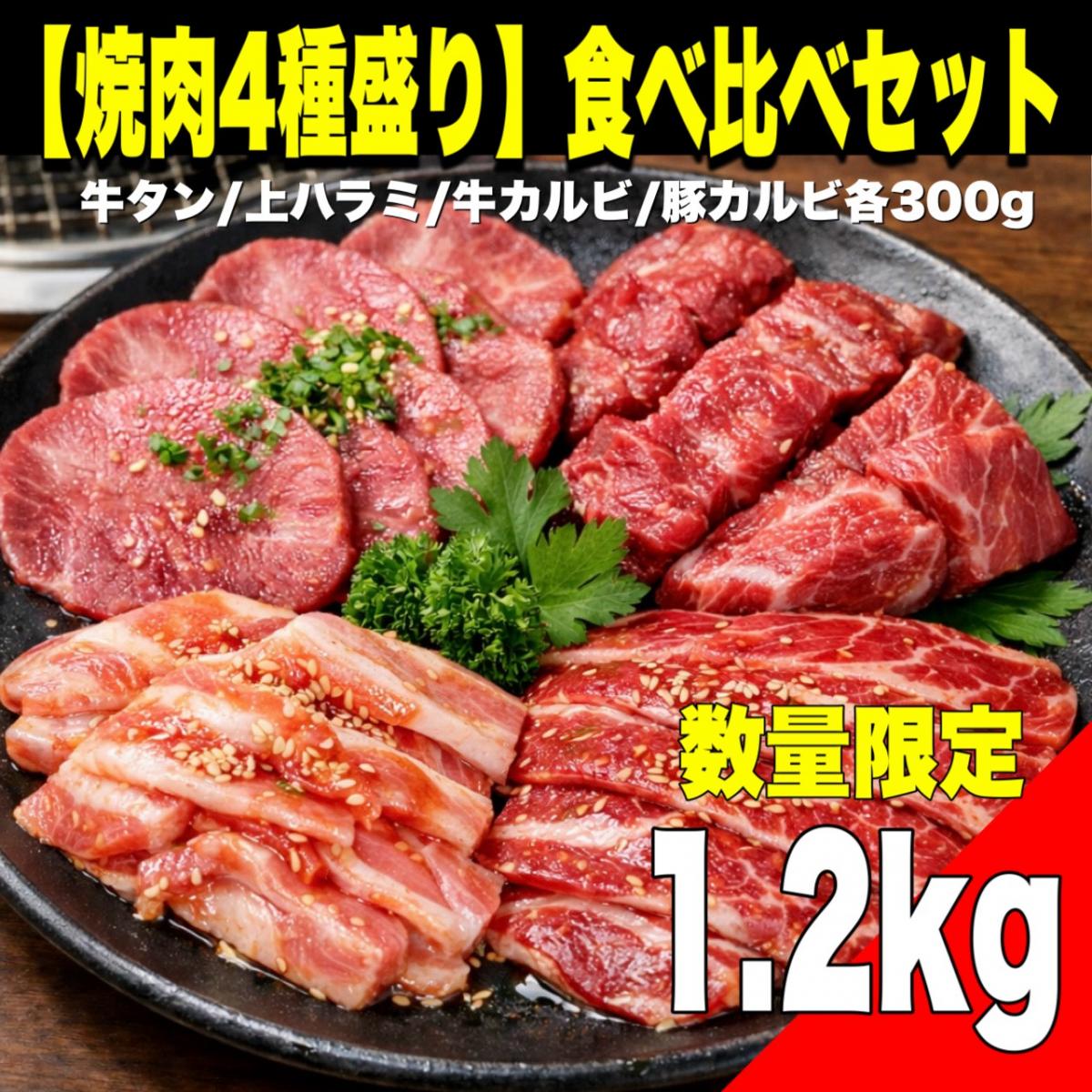 【定番人気】焼肉4種盛り食べ比べセット 肉 BBQ お徳用 グルメ 詰め合わせ【オイシアショップス】サムネイル
