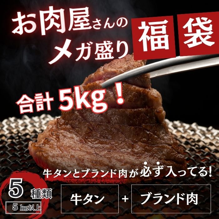 ★超得★【メガ盛り肉福袋】5kg以上お肉の詰合せ(牛タン・ブランド肉入り)　20,000円相当サムネイル